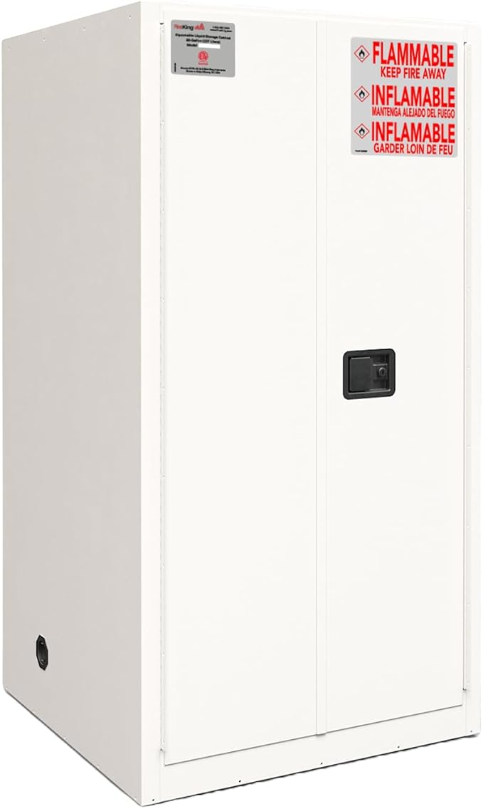 FireKing Platinum Flammable Safety Cabinet, Lab Chemicals Flammable Storage Cabinet, 60 Gallon Steel Safety Cabinets with Manual Door for Commercial, Industrial & Home Use, 34" x 34" x 65"