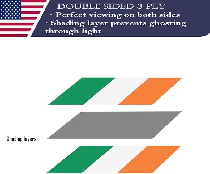 Double Sided Ireland Flag 4x6 Made in USA Outdoor Heavy Duty 3 Ply Polyester Irish Flag with White Starting Tape and 2 Brass Grommets