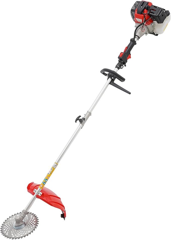 52cc 2-Stroke Multi-Function String Grass Trimmer/Edger/Brush Cutter with 7 Heads and Telescopic Aluminum Shaft, Gasoline-Powered Professional Grade for Yard Maintenance Landscaping Heavy-Duty Use