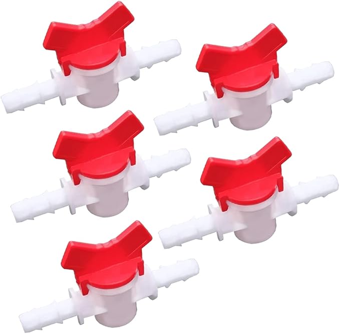 3/8“ Hose Barbed Ball Valve Drip Irrigation Ball Valve Shut Off Switch for Drip Irrigation and Aquariums（pack of 5）
