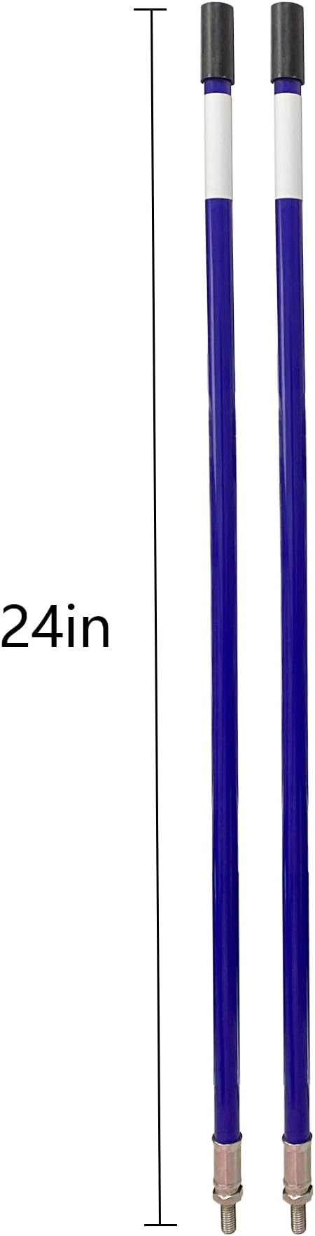 Snow Plow Blade Markers Guides Kit 24''304 Stainless Steel Vertical Stud Mount Joint Never Break Never Rust High Visibility Fit for Boss Western plows and More (Blue)