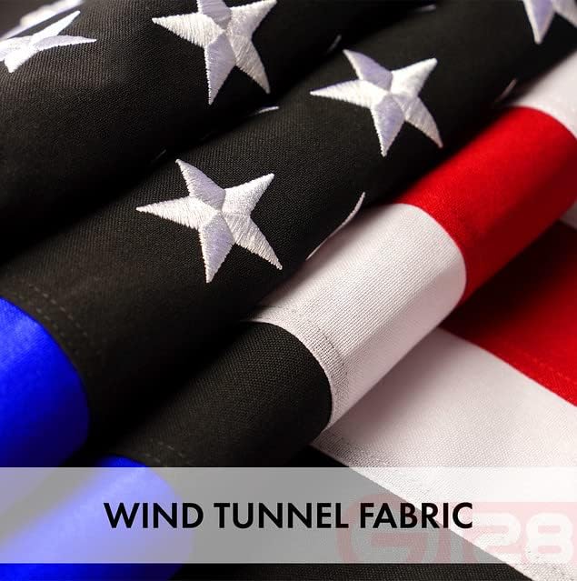 G128 Blue Lives Matter Flag | 2x3 Ft | StormFlyer Series Embroidered 220GSM Spun Polyester | Duty and Honor Flag, Embroidered Design, Indoor/Outdoor, Brass Grommets, Heavy Duty, All Weather