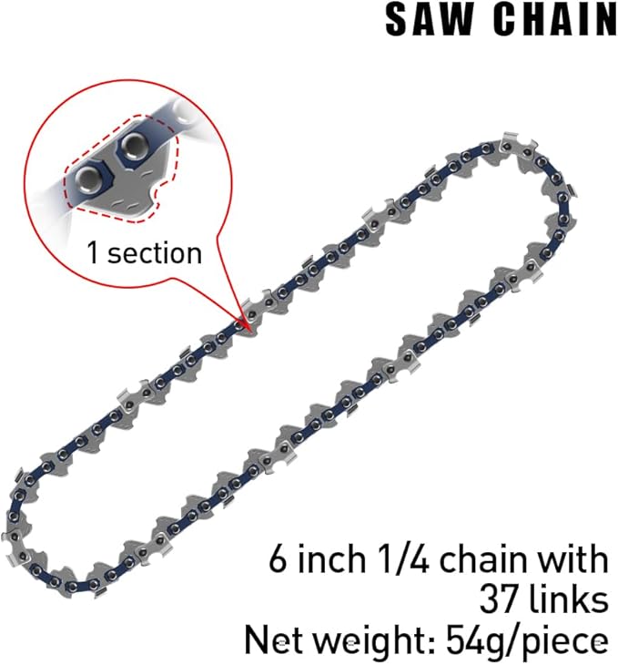 6-Inch Micro Chainsaw Chain 4-Pack – 1/4" Pitch, .043" Gauge, 37 Drive Links, Semi-Chisel Replacement Chain for 6" Precision Pruning Saw & Bonsai Trimmer