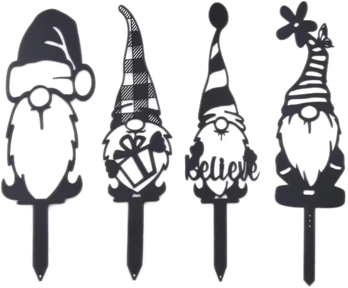 4pcs Metal Garden Gnomes Outdoor Funny Gnome Statues for Yard Art Large Size Decorative Garden Stakes