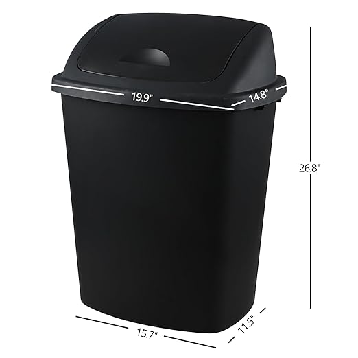 4 Pack 70 liters Large Outdoor Trash Can, Black Recycling Bin with Swing Lid