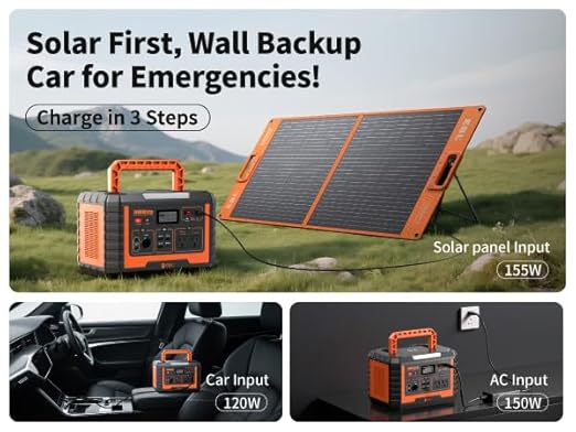 EBL Portable Power Station 1000W, 999Wh Solar Generator 2000W Peak, AC/Wireless Charging/60W USB-C Output, Lithium Battery for Emergency, Home Backup, Camping, RV, Off-Grid Living