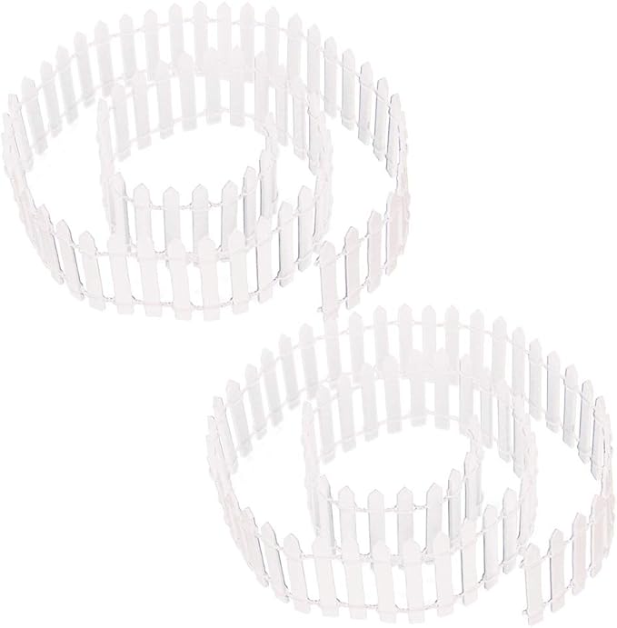 Prsildan Miniature Fairy Garden Fence, 40"(L) x 2"(H) DIY Wood Picket Fence Mini Ornament for Dollhouse (White, 2 Pack)