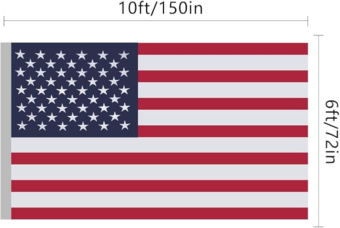 American Flag 6x10 Ft, US Deluxe Embroidered Heavy Duty Premium Polyester Durable Outside Flags with Brass Grommets