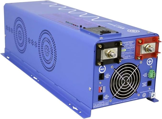 AIMS Power 4000 Watt 12 VDC Pure Sine Inverter Charger 120 & 240 Split Phase VAC Output Charges with 240VAC Input 120A Charger 40A Transfer Switch PICOGLF40W12V240VS