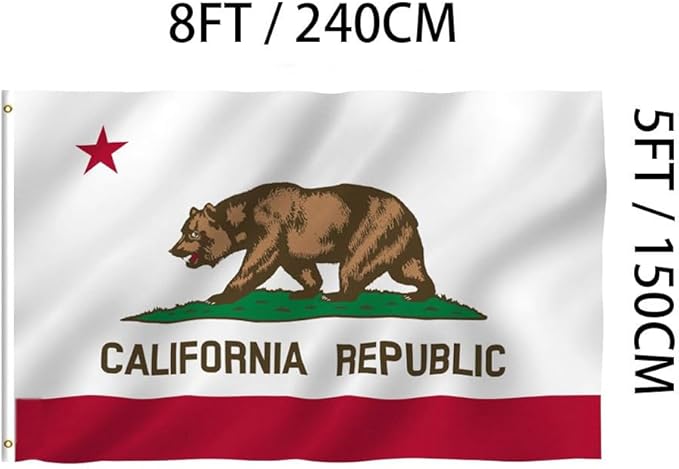 Jayus Double Sided California Republic Sates Flags 5x8 FT Outdoor - Vivid Colors 3Ply Cali CA Bear Flags Banners- Heavy Duty 100% Polyester with 3 Brass Grommets