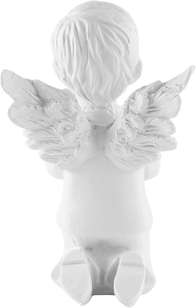 White Kneeling Praying Angel Statues, Handmade Resin Craft Home Decor, Indoor & Outdoor Angel Ornaments, Wedding Table Decor, Ideal Blessing Gift for Parents and Friends