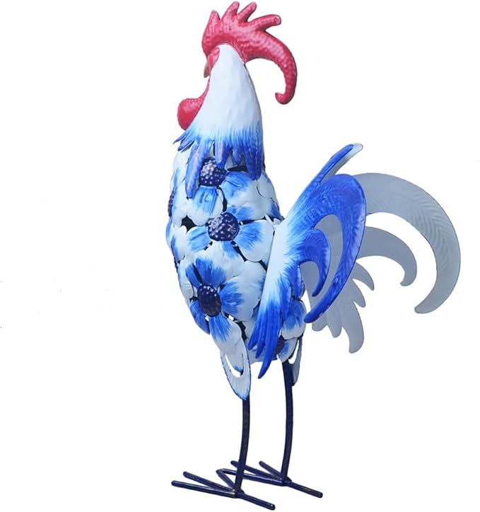 Rooster Statue Chicken Animal Sculpture Garden Decoration Metal Yard Art for Patio Lawn Backyard Outdoor Indoor Decoration
