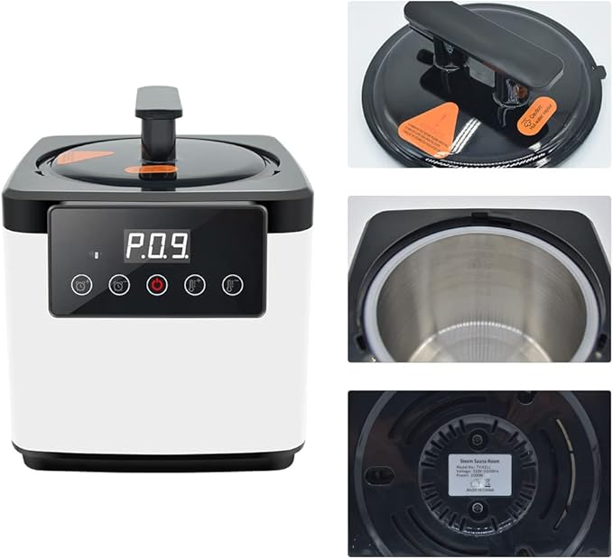 Smartmak Sauna Steamer Pot 2.6 L, Portable Steam Generator Set with Time & Tempreture Remote Control, 1000W Spa Machine with Herbal Box for Body Detox 110V US Plug