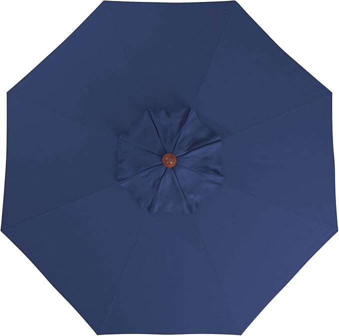 California Umbrella 9' Premium Commercial Hardwood Patio Umbrella, Manual Lift With Sunbrella Navy Fabric