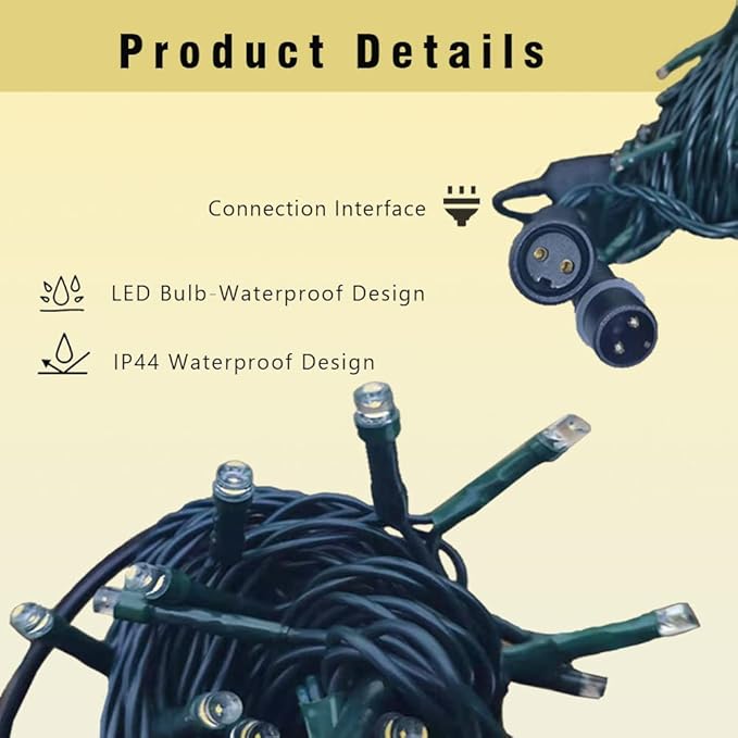 12V Outdoor String Lights（Warm White）- Low Voltage Outdoor String Lights -Works with Low Voltage Landscape Lighting Systems -for Holiday Decorations, Christmas Tree Lights Holiday Party Wedding