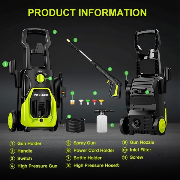 Electric Pressure Washer, 4000PSI 2.8GPM Power Washer, 3-in-1 Self-Priming High Pressure Washer, for Cars, Patio, Deck