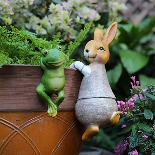 LANDOR Set of 3 Cute Frog Figurines Hanging Animal Statue,Resin Pot Climbing Sculpture Outdoor Statues Ornaments Décor for Flower potFence, Yard Art Patio Lawn House (3 frogs)