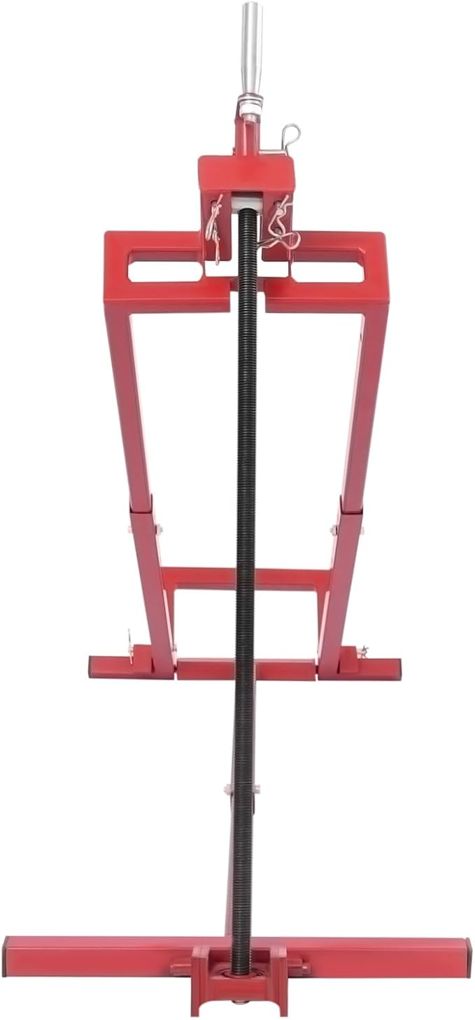 Lawn Mower Lift Jack,880 Lbs Capacity Telescopic Maintenance Jack Lawn Tractor Lift Tools Repair Bracket with Crank Handle,Foldable Ride on Lawn Tractor Lifter for Lawn Mowers and Garden Tractors,Red