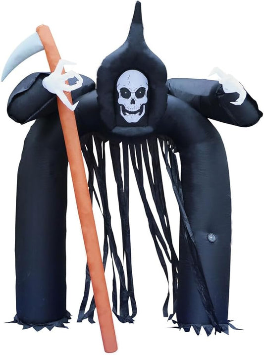 Haunted Hill Farm 10-Ft Tall Grim Reaper Arch Blow Up Inflatable Yard Decor with Lights and Music, Outdoor Halloween Inflatable Decorations for Lawn and Yard, Giant Spooky Outdoor Inflatables