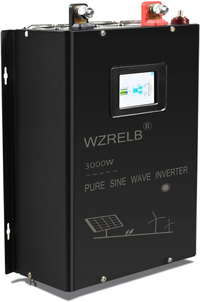 WZRELB 3000W Split Phase Pure Sine Wave Inverter, 24V DC to 120V/240V, 4 AC Outlets, Hardwire Terminal, High Efficiency up to 91.6%