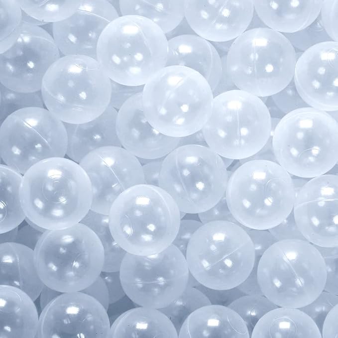 PlayMaty Clear Ball Pool Pit Balls - 100pcs Phthalate Free BPA Free Plastic Ocean Balls for Kids Fun Toys for Playhouse Play Tent Playpen Pool (Φ2.16)