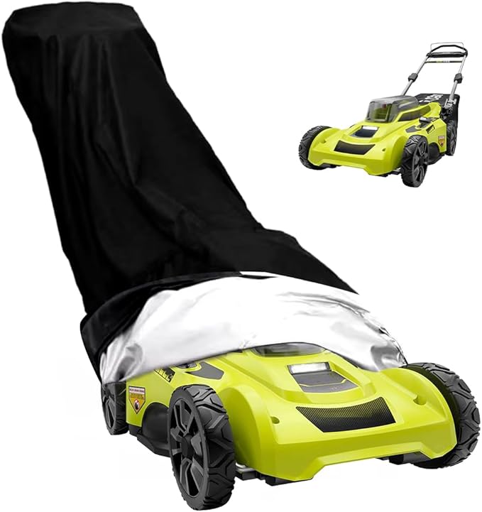 Lawn Mower Cover Compatible with Ryobi, Heavy Duty Lawnmower Covers, Polyester Oxford Push Mower Cover, with Drawstring and Storage Bag, for Dust and Outdoor Protection, Black