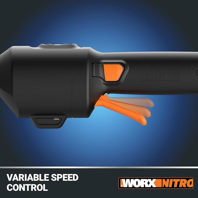 Worx Nitro 40V 15" Cordless String Trimmer with Brushless Motor, Powerful Grass Trimmer with Dual-Exit Bump-Feed Head, Lightweight Weed Trimmer Easy-Load Spool Head – Batteries & Charger Included