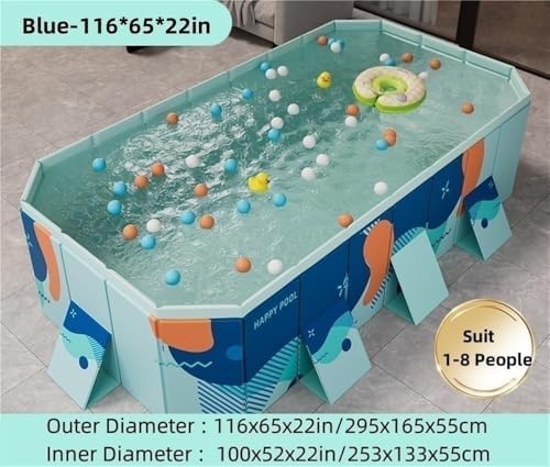 Premium 9.8ft Rectangular Above Ground Pool - Foldable Outdoor Swimming Pool for Backyard, Garden Parties, Kids Fun, and Pet Dog Swimming