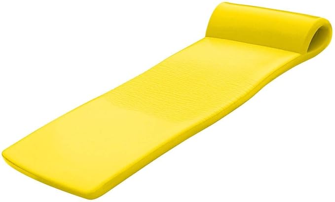 TRC Recreation Sunsation Vinyl Coated Foam Swimming Pool Float Mat Adult Lounger with Built-in Roll Pillow