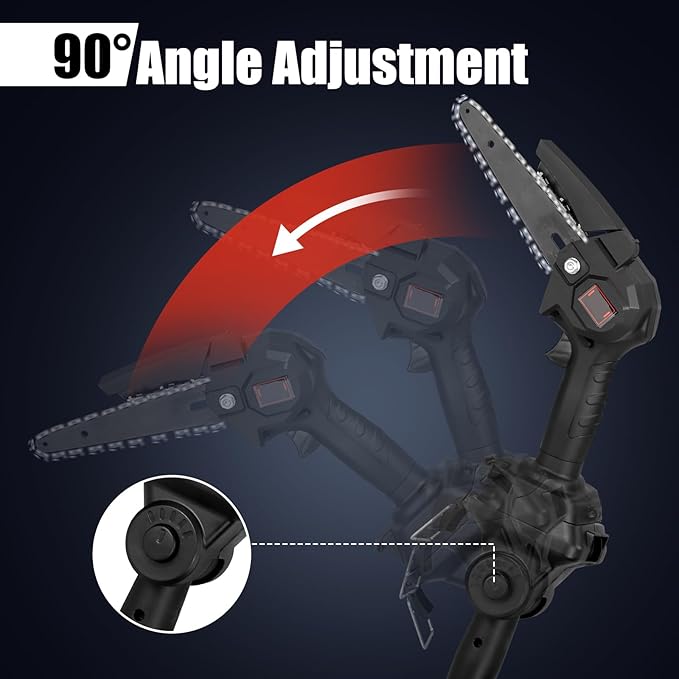 2-in-1 Cordless Pole Saw & Mini Chainsaw, Battery Powered 5.1lb Lightweight Multi-Angle & 13FT MAX Reach 6 Inch Electric Pole Saw for Tree Trimming & Branch Cutting