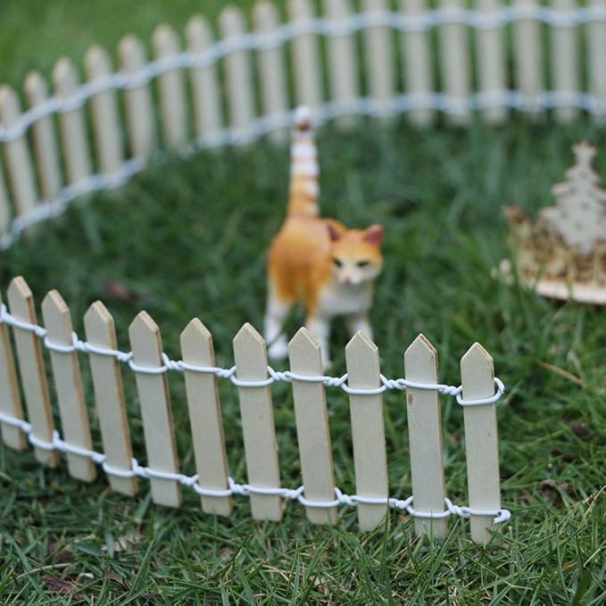 35 Inch 2-Pack Miniature Fairy Garden Fence Wood Decorative Ornament Fence for Dollhouse Succulent Plant Pot DIY Diorama Project Height 2 inch (Wood)