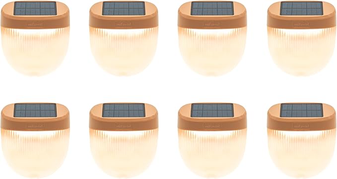Vego garden Rippled Solar Garden Lights with Auto Sensors Magnetize Securely to Raised Beds, IPX4 Waterproof Outdoor LED Light for Patio & Yard Terra Cotta, 8 Pack