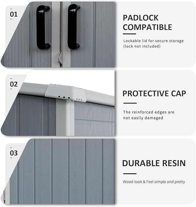 Durable 5x3ft Outdoor Storage Shed with Lockable Doors, Resin Cabinet for Bikes & Patio Furniture, Weatherproof, Gray, Secure and Spacious, Ideal for Outdoor Storage (1 Doors)
