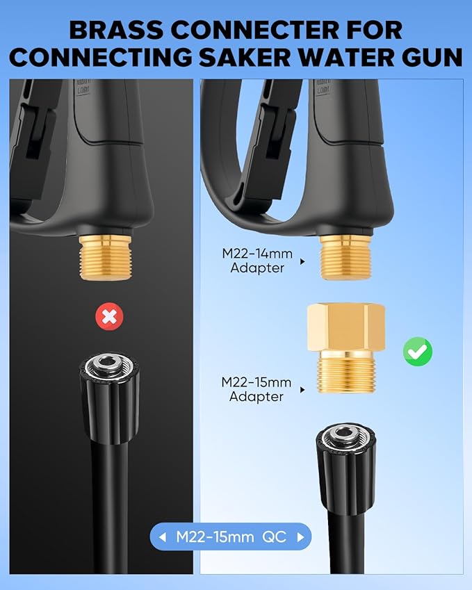 Saker Foam Cannon for Pressure Washer Kit with Quick Connect M22-15,Pressure Washer Gun for Car Washing and Cleaning,with 5 Power Washer Sprayer Nozzles