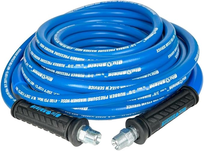 Tough-Tek TTPW3850-NM 3/8" x 50' Rubber Pressure Washing Hose: 4000 PSI, Heavy-Duty, Kevlar Reinforced, Kink-Resistant, Abrasion-Resistant, Hot & Cold Water, Commercial & Residential Use