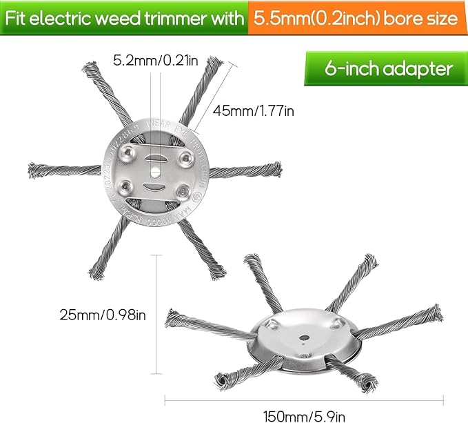 3 Packs Steel Wire Trimmer Head, 2025 New String Trimmer Replacement Head for Electric Battery Powered Cordless String Trimmer,6 Inch Wire Weed TrimmerHead Weed Remover Tool.(6 Blade)