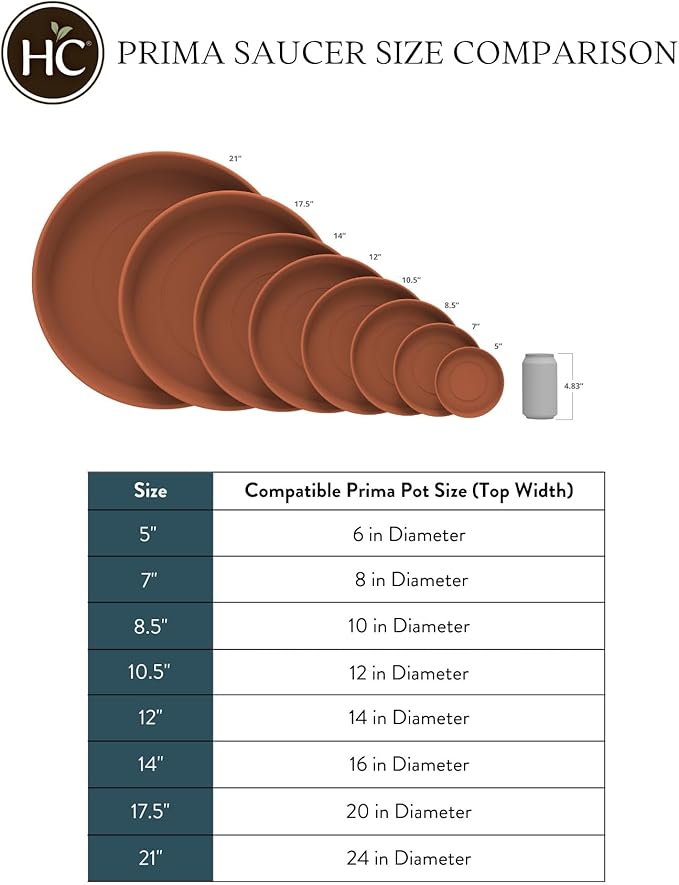 The HC Companies 8.5 Inch Round Prima Plastic Plant Saucer - Indoor Outdoor Plant Trays for Pots - 8.90 Inchx8.90 Inchx1.02 Inch in Warm Gray