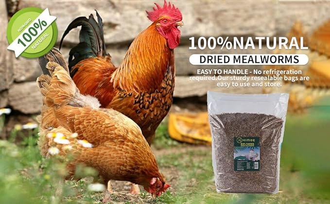 kimoe Bulk Dried Mealworms 10LB 100% Natural Non-GMO Dried Mealworms -High-Protein for Birds, Chicken，Ducks