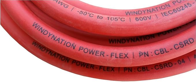 WindyNation 8 Gauge AWG (20 Feet Black + 20 Feet Red) Power Inverter Battery Cable Wire Kit for DC to AC Inverters RV, Car, Solar, Marine, Off-Grid