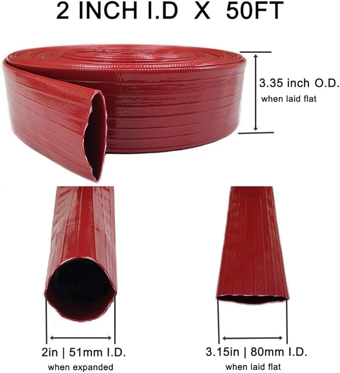 Eastrans 2 IN x 50 FT Pool Backwash Hose, Extra Heavy Duty Discharge Hose,10 Bar Working Pressure, 30 Bar Burst Pressure,Wall Thickness 1.8mm, High pressure resistance,Ultra Strong Wear Resistance