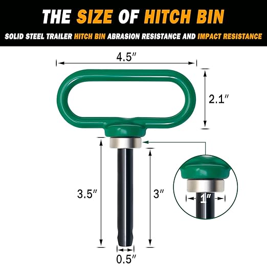 Magnetic Hitch Pin, Lawn Mower Trailer Hitch Pins 1/2 Inch - Strong Heavy Duty Magnet Trailer Gate Pin for Mowers, Lawn Tractors, Towing Cargo, ATV - Simple One Handed Hook On & Off（Green）