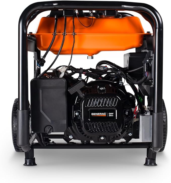 Generac 6,875 Starting Watt Portable Gas Generator - Electric Start - Home Backup or RV Ready - Heavy Duty Frame - Quiet, Long Runtime, Emergency Power - 50-State Compliant