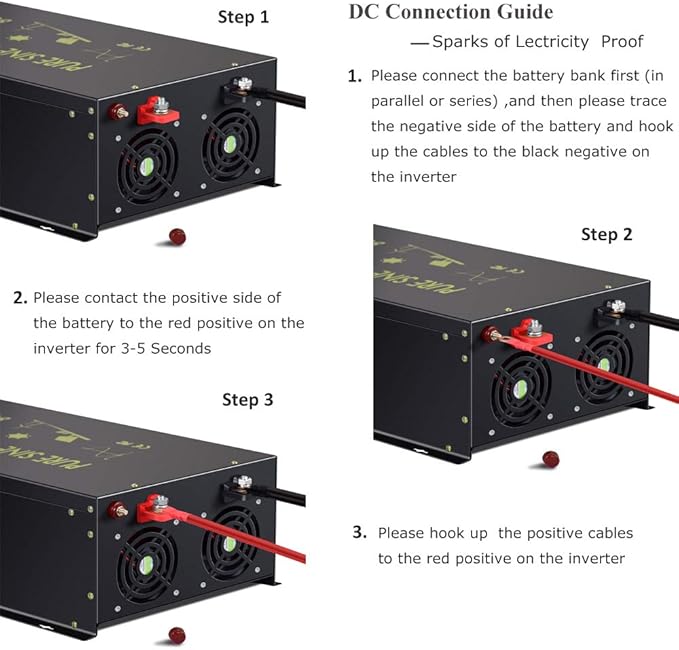 WZRELB 6000W 48V 110V-120VPure Sine Wave Power Inverter with 4 AC Outlets,Bipolar High-Frequency Inverter