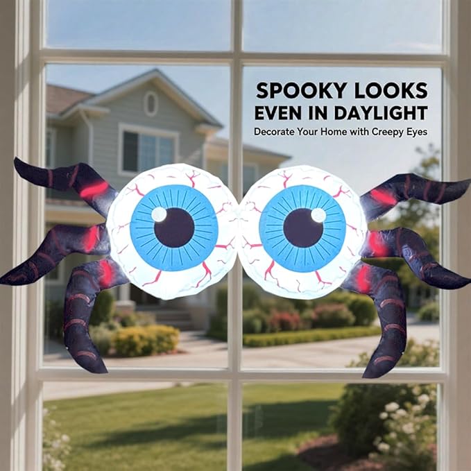 GARIG 4FT Halloween Inflatables Eyeballs Outdoor Decorations Build-in LEDs Lights Blow Up Yard Decorations for Garden Lawn Yard Decor