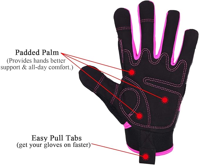 HANDLANDY Women Safety Work Gloves Utility Touch Screen Working Grip Glove for Yardwork Gardening Breathable Mechanic Gloves