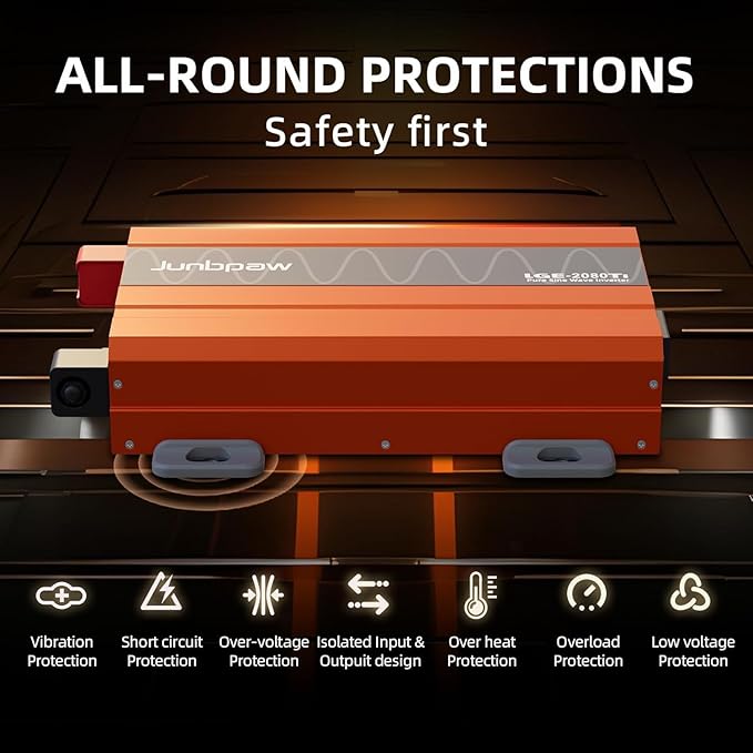 2080w Pure Sine Wave Inverter 12V to 110V Ultra Quiet, Game-Changing Design | 12V to 110 Converter for Home, RV, Camping, Off-Grid & Outdoor Adventures丨DC to AC (LGE-12V-2080Ti)