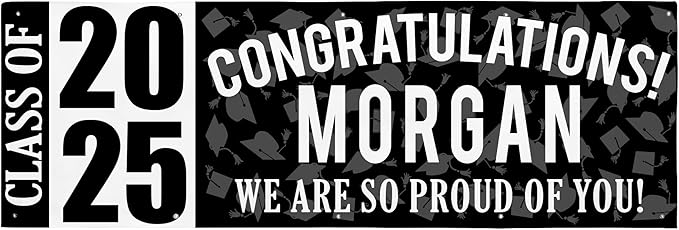 Let's Make Memories Personalized Graduation Banner Class of 2025 - Graduation Party Decorations - Congratulations Banner - Indoor/Outdoor Vinyl - Best in Class - Black - 10 ft.