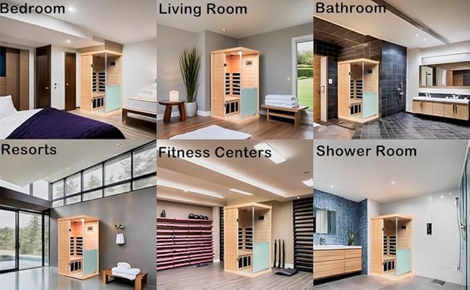 Sauna Infrared Saunas for Home 1 Person, 1060W Far Infrared Sauna Room Hemlock Wood Indoor Saunabox with Tempered Glass, Blue-Tooth Speakers, LCD-Display Control Panel