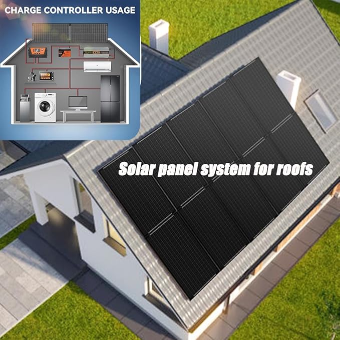 100 Watt Solar Panel Kit 100 Watt 12 Volt Monocrystalline Solar Panels 10A Solar Charge Controller, Solar Cables, Z-Mounting Bracket for RV Rooftop Marine Boat Trailer Camping Off-Grid Application
