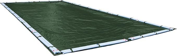 Robelle 14 x 28 ft Heavy Duty Green Winter Pool Cover for Inground Pools, 5 ft Overlap (19 x 33 ft Cover Size), Solid 8 x 8 Scrim, 2.36 oz/yd2, 10-Year Warranty, Style: 321428R